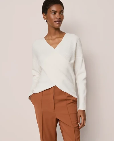 Ann Taylor Petite Ribbed Wrap Sweater XL Women's