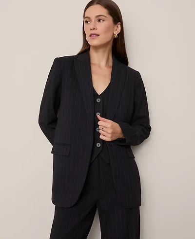 Ann Taylor The Longline Blazer Pinstripe Navy/White Women's