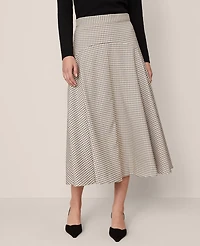 Ann Taylor Petite Houndstooth Full Skirt Cafe Au Lait Women's