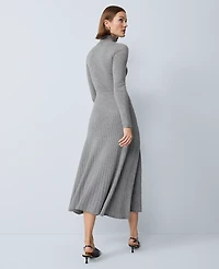 Ann Taylor Ribbed Turtleneck Sweater Dress Medium Heather Grey Women's