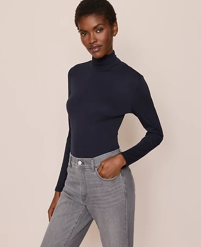 Ann Taylor Petite Weekend Collection Turtleneck Top Night Sky Women's