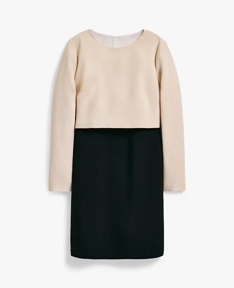 Ann Taylor Colorblock Crew Neck Shift Dress Ivory Whisper Women's