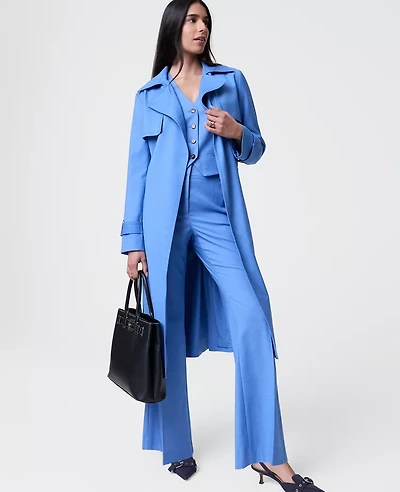 Ann Taylor The Long Trench Coat Bluebird Melange Women's