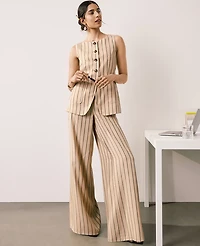 Ann Taylor The Striped Statement Palazzo Pant Warm Burlap Women's