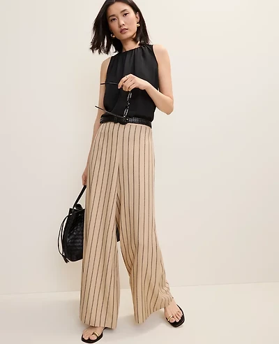 Ann Taylor The Statement Palazzo Pant Stripes Warm Burlap Women's