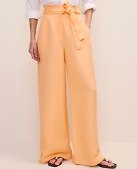 Ann Taylor The Paperbag Waist Pant Linen Blend Tropical Papaya Women's