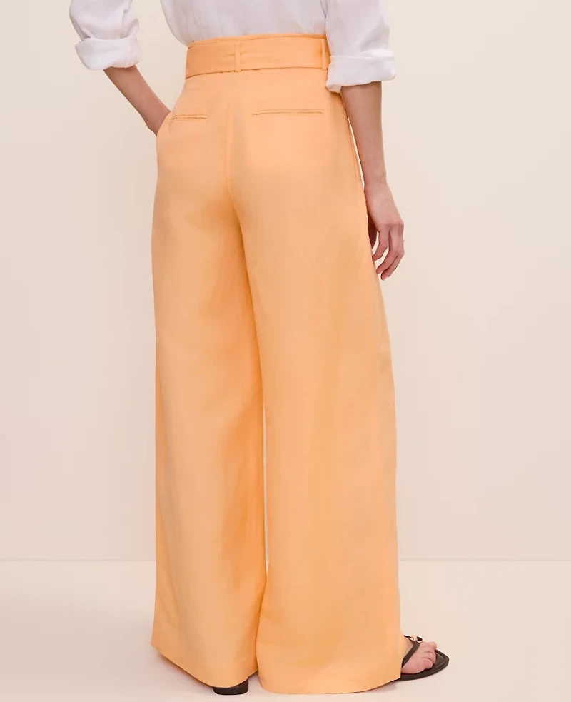 Ann Taylor The Paperbag Waist Pant Linen Blend Tropical Papaya Women's