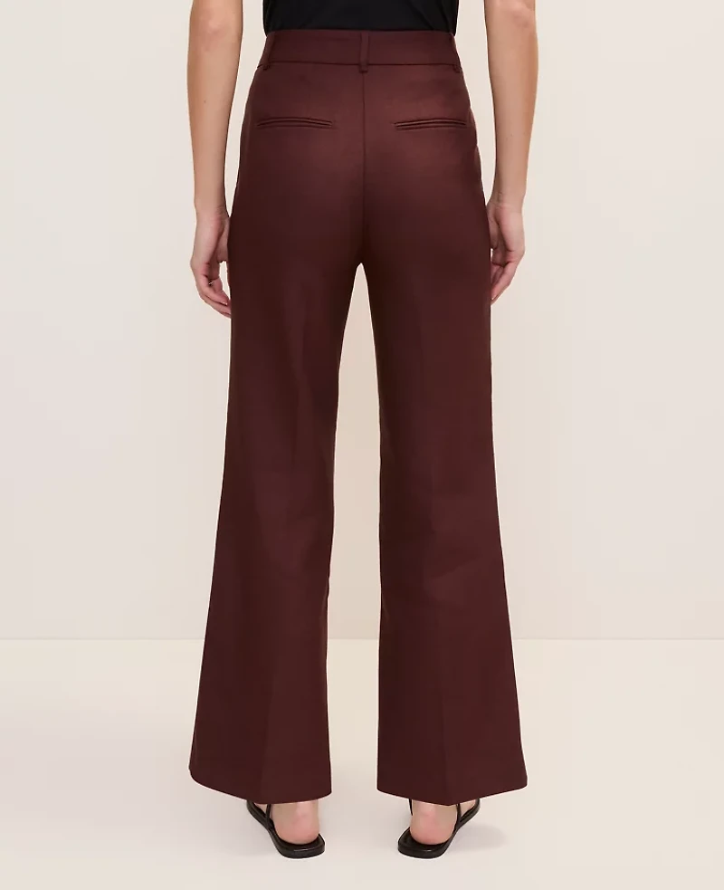 Ann Taylor The Flare Ankle Pant Linen Blend Rich Walnut Women's