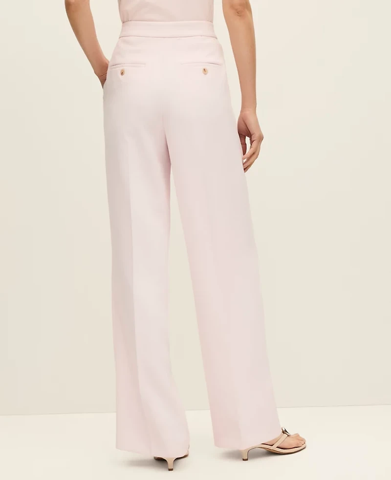 Ann Taylor The Petite Side Zip Wide-Leg Pant Textured Crepe Women's