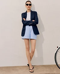Ann Taylor Weekend Relaxed Striped Short White Blue Women's