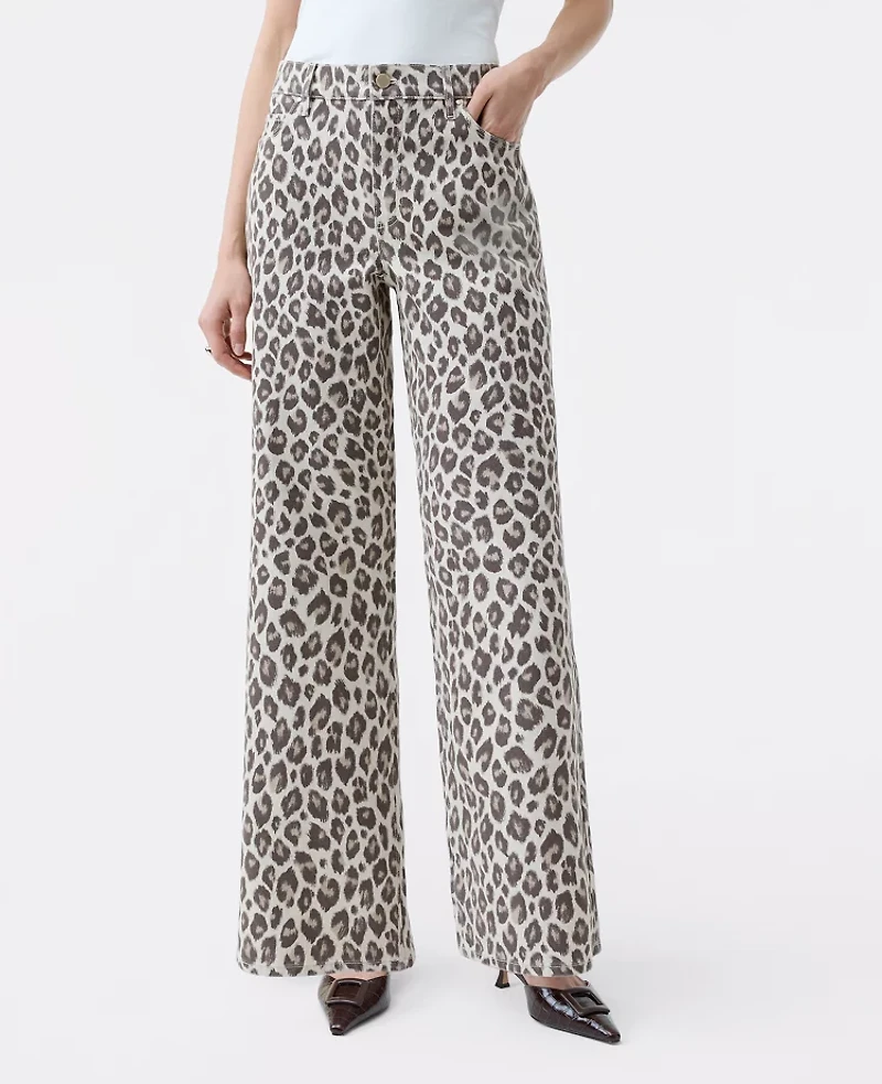 Ann Taylor The Petite Wide-Leg Jean Animal Print Pale Linen Women's