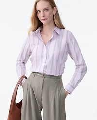 Ann Taylor Striped Relaxed Perfect Shirt Fair Orchid Women's