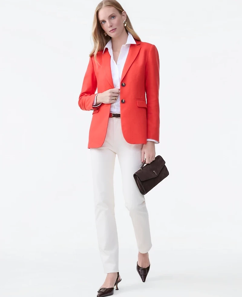 Ann Taylor The Petite Greenwich Blazer Basketweave Fiery Sunset Women's