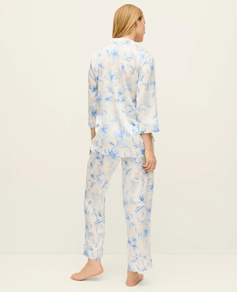 Ann Taylor Floral Satin Pajama Set Winter White Do Not Use Women's