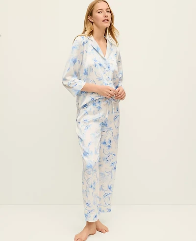 Ann Taylor Floral Satin Pajama Set Winter White Do Not Use Women's