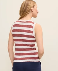 Ann Taylor Weekend Striped Pointelle Tank Top Women's