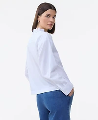 Ann Taylor Ruffle Button Down Shirt Size Medium White Women's