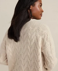 Ann Taylor Haven Well Within Cashmere Cable Cardigan White Sand Melange Women's