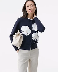 Ann Taylor Floral Cardigan Indigo Dusk Women's