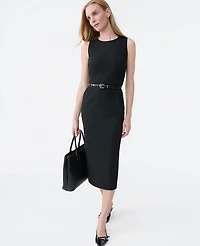 Ann Taylor The Petite Belted Crew Neck Sheath Dress Women's