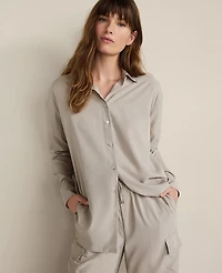 Ann Taylor Haven Well Within The Daily Shirt Drapey Modal Blue Fog Women's