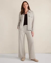 Ann Taylor Haven Well Within Tencel Fleece Wide Leg Pintuck Pants Taupe Heather Women's