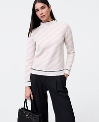Ann Taylor Petite Geo Mock Neck Sweater Sail Cloth Women's