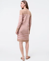 Ann Taylor Petite Weekend Collection Striped Sweater Shift Dress Camel Multi Women's