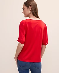 Ann Taylor Embroidered Mixed Media Top Women's