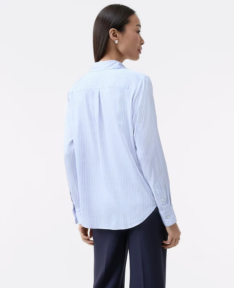 Ann Taylor Striped Relaxed Perfect Shirt Powdered Periwinkle Women's