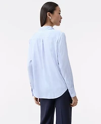 Ann Taylor Striped Relaxed Perfect Shirt Powdered Periwinkle Women's