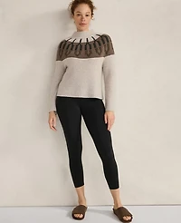 Ann Taylor Haven Well Within Cashmere Fairisle Mock Neck Sweater Sandy Neutral Women's