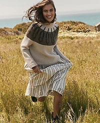 Ann Taylor Haven Well Within Cashmere Fairisle Mock Neck Sweater Sandy Neutral Women's