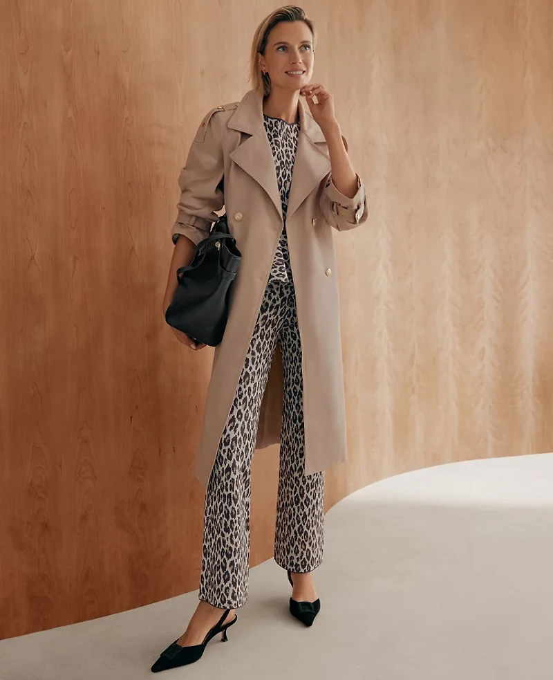 Ann Taylor Petite Studded Trench Coat Cool Sesame Women's