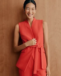 Ann Taylor The Petite Belted Long Vest Women's