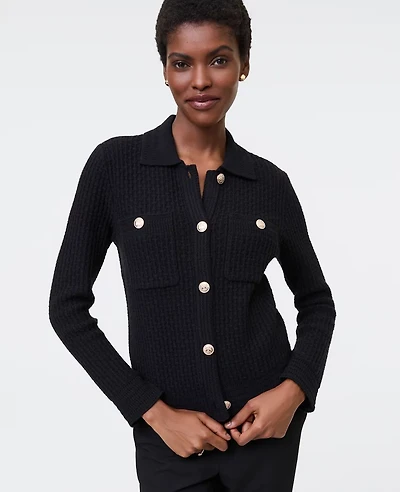 Ann Taylor Petite Collared Sweater Jacket Women's
