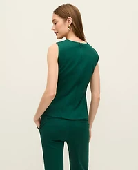 Ann Taylor The Petite Crew Neck Peplum Top Ponte Shade Tree Women's