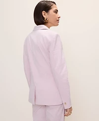 Ann Taylor The One Button Blazer Seersucker Pink/White Combo Women's