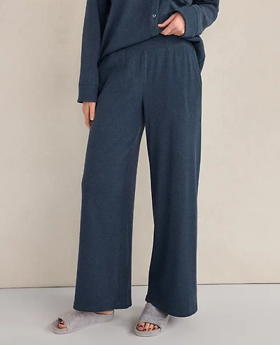 Ann Taylor Haven Well Within Organic Cotton Rib Knit Relaxed Wide Leg Pants Twilight Navy Women's