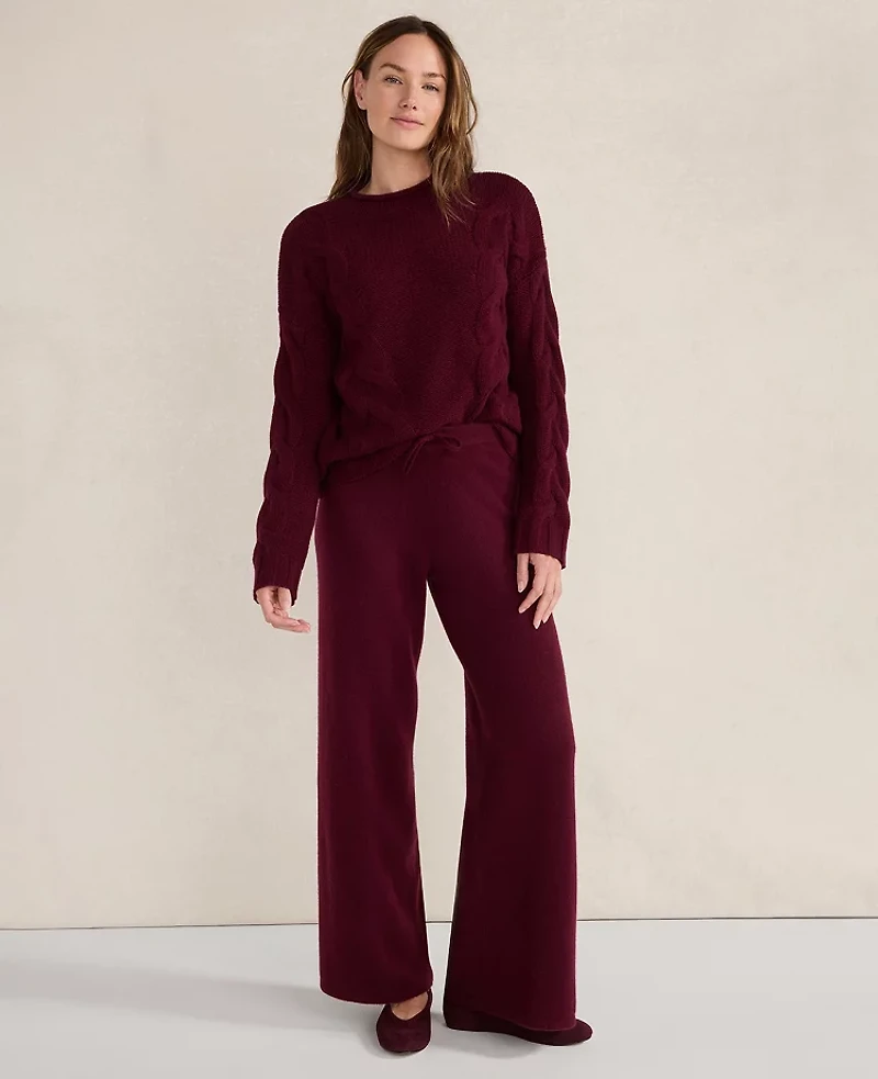 Ann Taylor Haven Well Within Cashmere Cable Roll Neck Sweater Intense Burgundy Women's