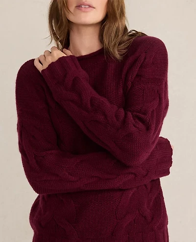Ann Taylor Haven Well Within Cashmere Cable Roll Neck Sweater Intense Burgundy Women's