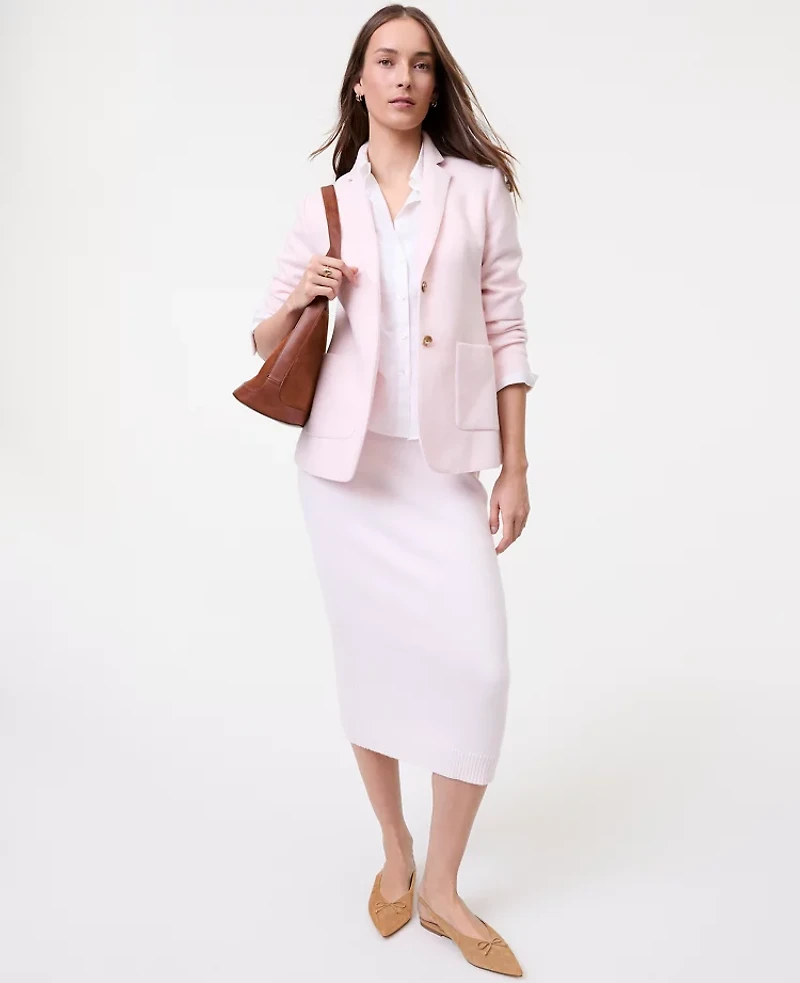 Ann Taylor Petite Weekend Collection Greenwich Blazer Brushed Knit Blush Haze Women's