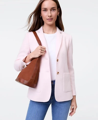 Ann Taylor Petite Weekend Collection Greenwich Blazer Brushed Knit Blush Haze Women's