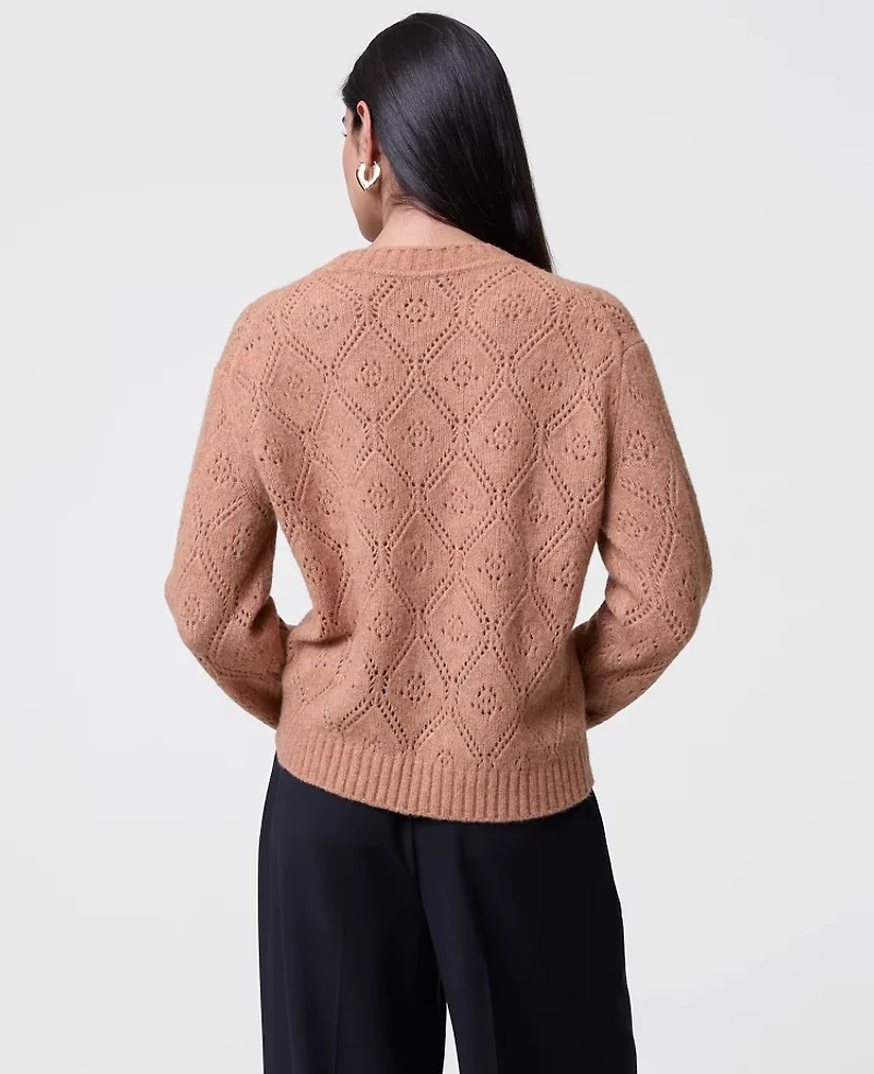 Ann Taylor Petite Pointelle Crew Neck Sweater Women's