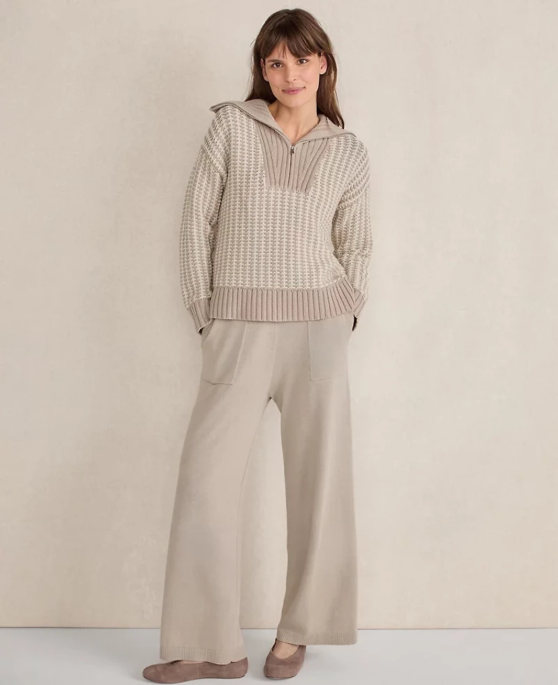Ann Taylor Haven Well Within Organic Cotton Knit Wide Leg Pants Blue Fog Women's