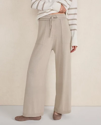 Ann Taylor Haven Well Within Organic Cotton Knit Wide Leg Pants Blue Fog Women's