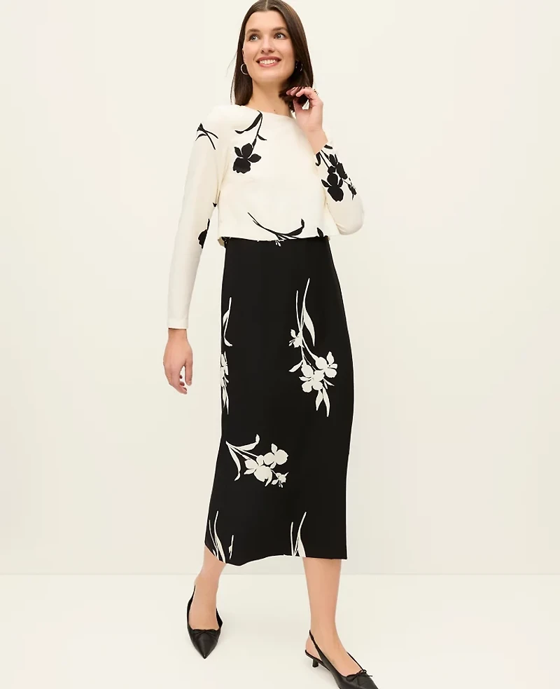 Ann Taylor Petite Mixed Floral Sheath Dress Winter White Women's