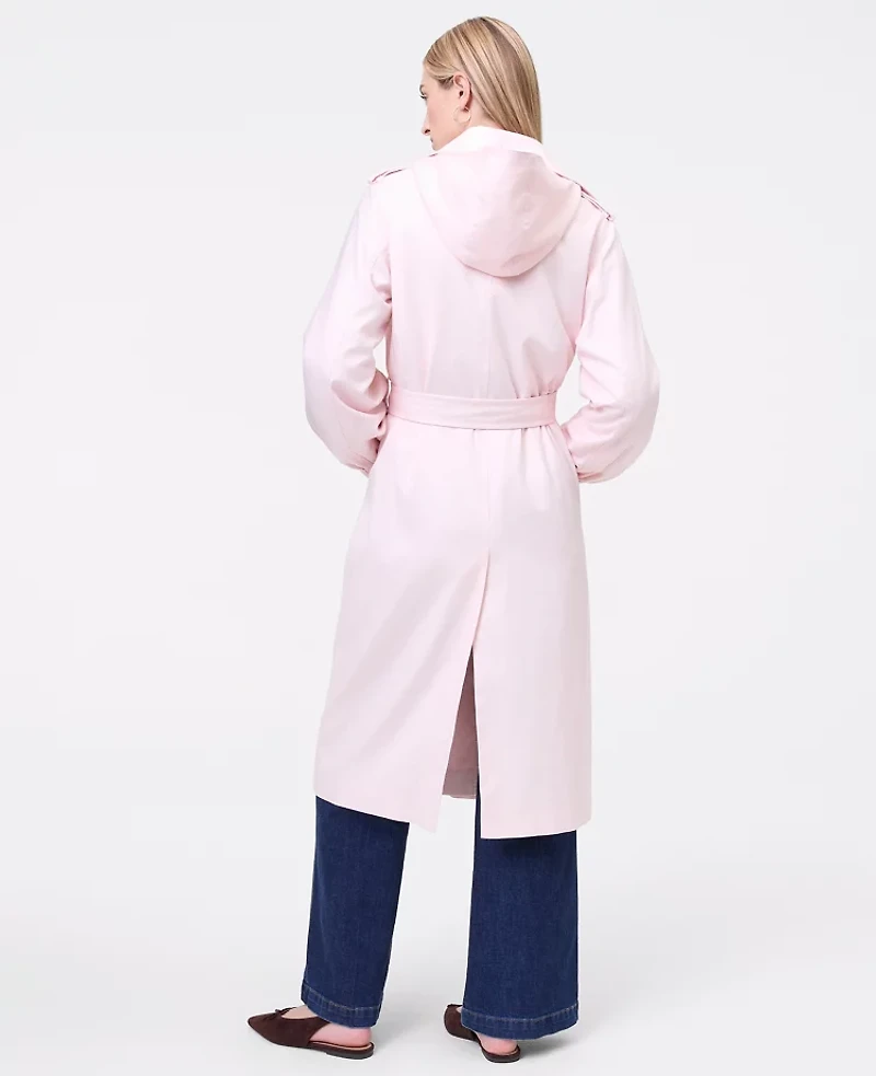 Ann Taylor Petite Weekend Collection Hooded Trench Coat Blush Haze Women's