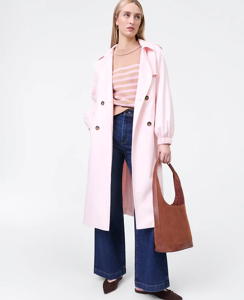 Ann Taylor Petite Weekend Collection Hooded Trench Coat Blush Haze Women's