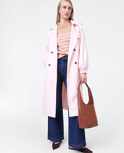Ann Taylor Petite Weekend Collection Hooded Trench Coat Blush Haze Women's